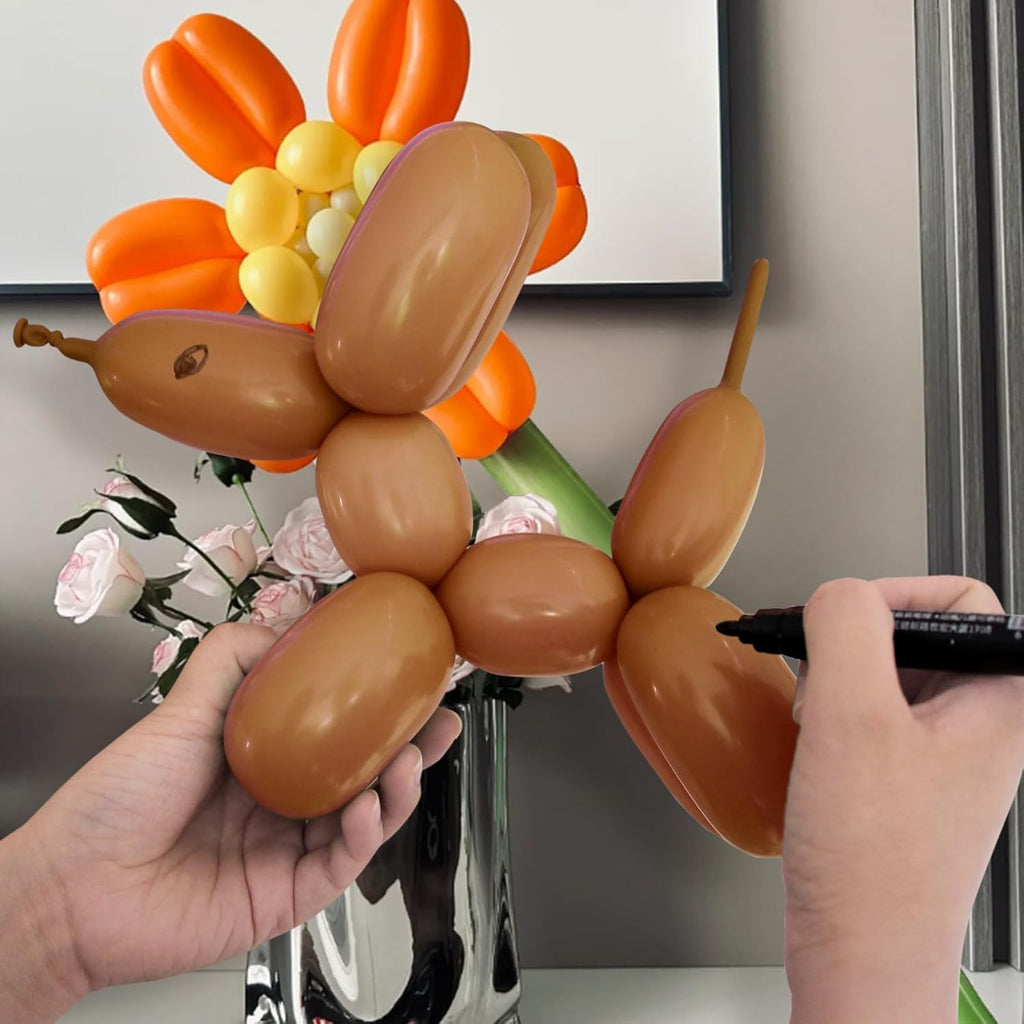 Skiennix 100Pcs Brown Long Balloons - Thick Latex Twisting Balloons for Party Decorations | Cocoa