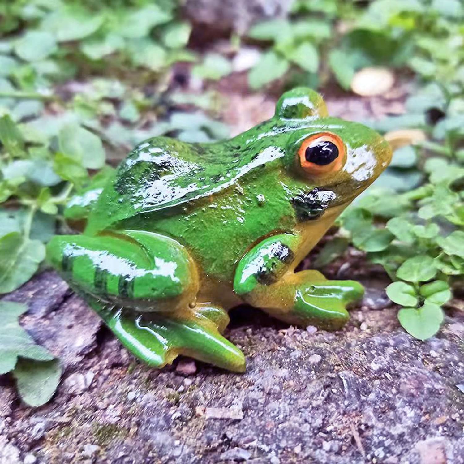 Skiennix Frog Statues - Miniature Resin Sculptures for Garden Decor | 2 Pcs Indoor/Outdoor Ornaments