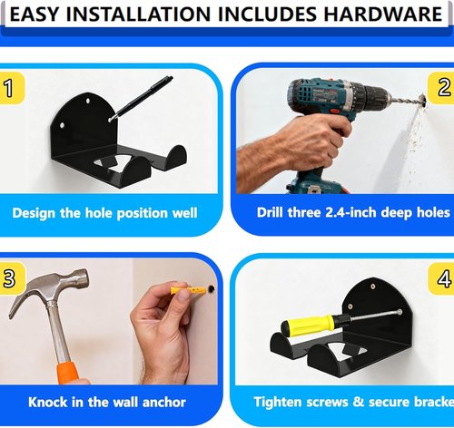 Garage Organizer - Heavy Duty Wall Hanger for Power Tools | Trimmer Rack for Weed Whackers & Hedge Trimmers (Black)