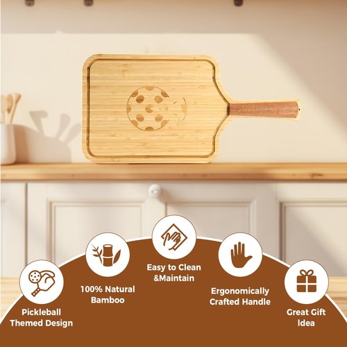 Bamenede Pickleball Charcuterie Board Set - 17"x8.5" Cheese Board with Handle, Pickleball Gifts for Women & Men, Funny Pickleball Gifts Ideas, Serving Tray & Cutting Board for Fans Club Gatherings