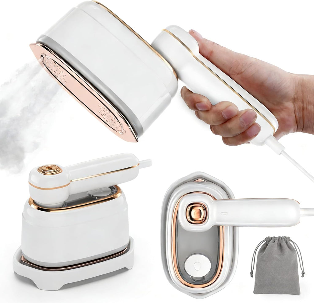 Skiennix Travel Steamer - 1200W Handheld Garment Iron for Quick Wrinkle Removal | Fast Heating in 10 Seconds, White