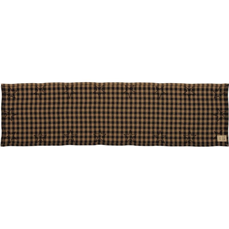 VHC Brands, Black Star, Cotton, 13x48, Woven Runner, Black
