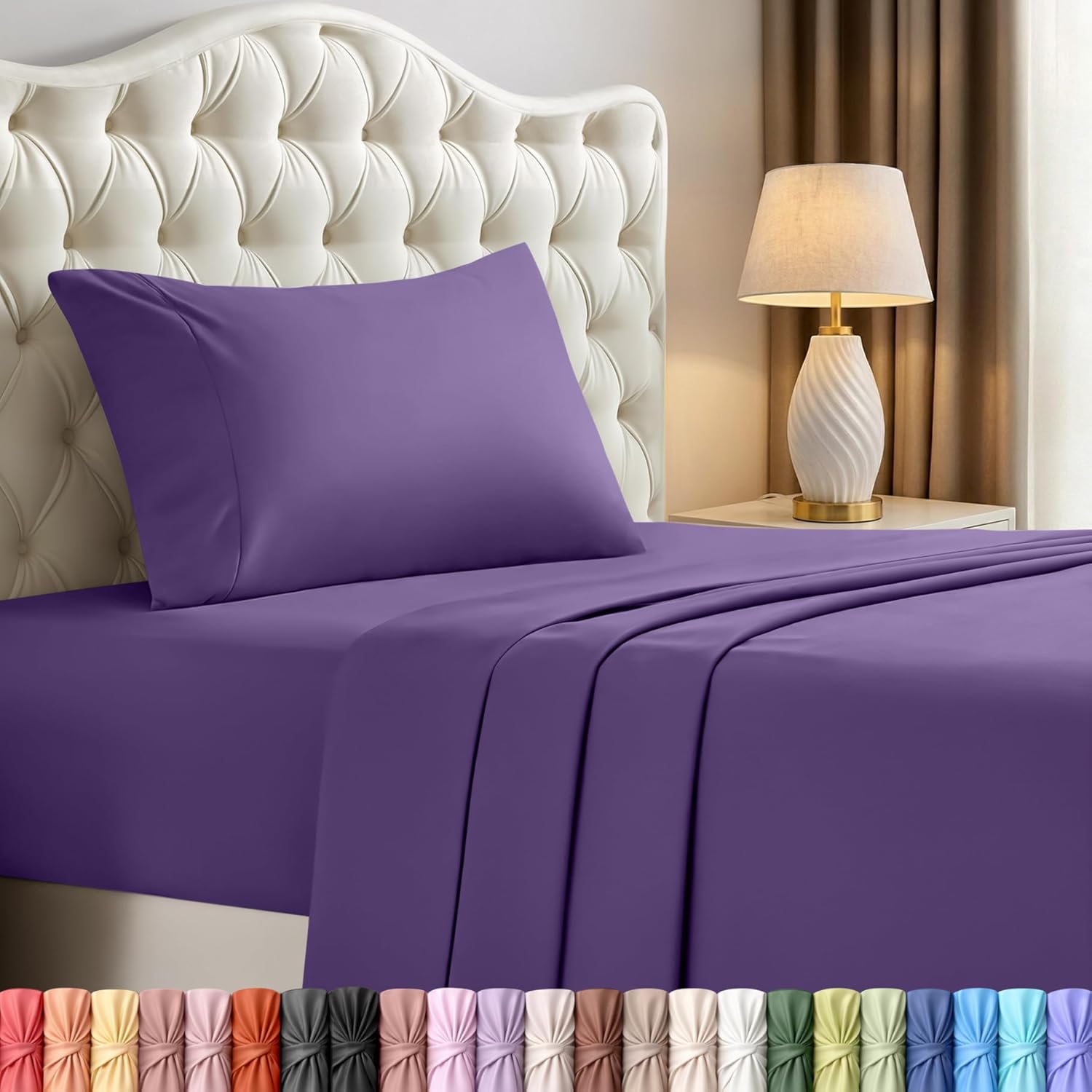 Utopia Bedding Twin Sheet Set - Soft Microfiber Bed Sheets for Twin Size Bed | 3-Piece Set in Egg Plant