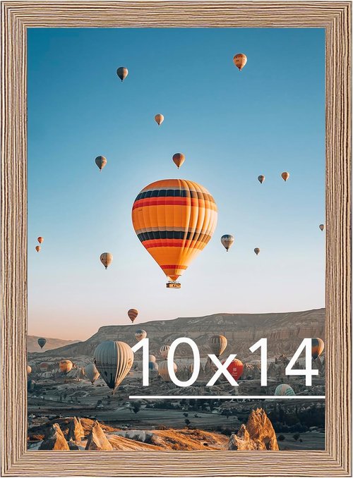 JCJMY Picture Frame 10x14 Inch - Horizontal & Vertical Wall Hanging with Shatter-Resistant Plexiglass | Rustic Brown