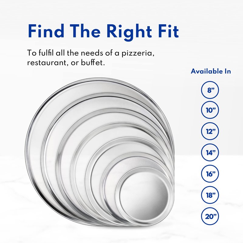 New Star Foodservice Restaurant-Grade Aluminum Pizza Pan/Tray, Wide Rim, 20 Inch, Pack of 6