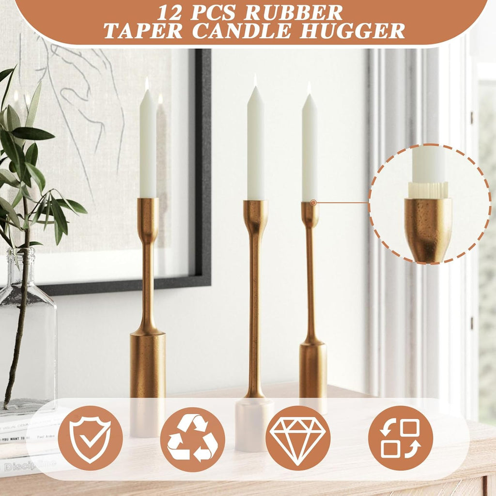 Silicone Candle Grippers by 12 Pack - Flexible Holders for Taper Candles | Fits 3/4 Inch Diameter for Weddings & Events