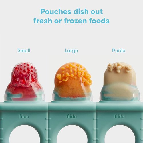 Frida Baby Push Pop Silicone Feeder - Safe Baby Food Feeder for Fresh & Frozen Foods | 3 Count, Teal