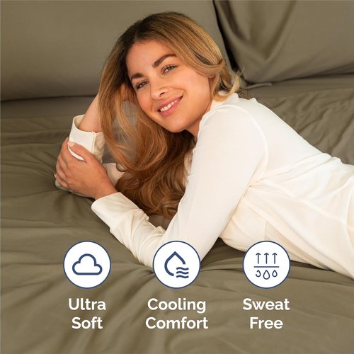 King Size 4 Piece Sheet Set - Ultra-Soft Cooling Bed Sheets | Hotel Luxury Bedding - Deep Pockets - Khaki