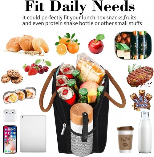 Coobiiya Insulated Lunch Box - Leakproof Reusable Tote Bag for Work & Travel | Compact 10L (Black)
