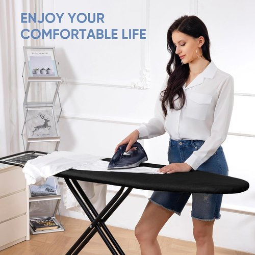 Jakeefud Full Size Ironing Board - 15" X 47" with Heat Resistant Cover & Safety Iron Rest