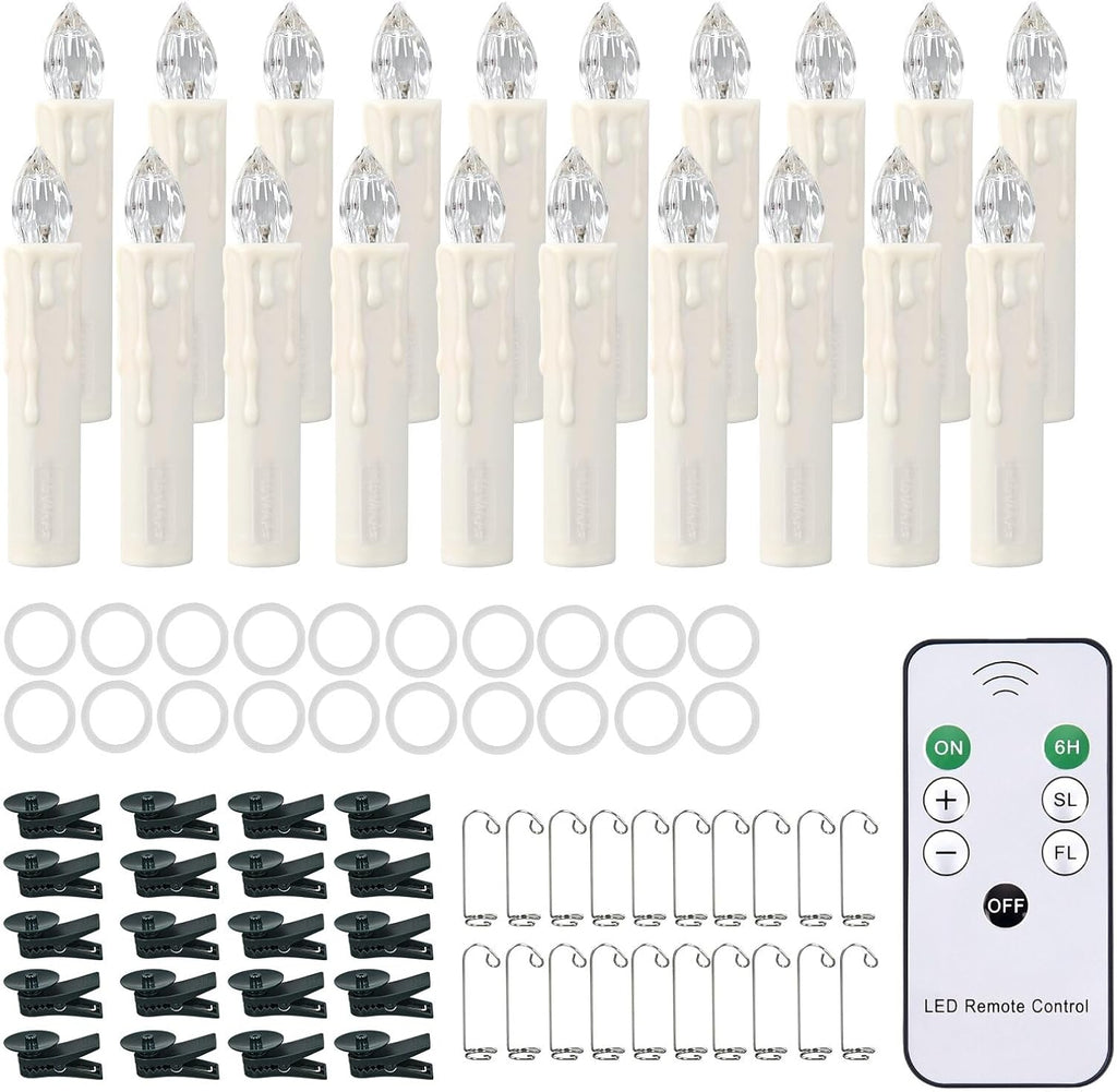 RaceGT Flameless Candles - 20Pcs Remote-Controlled LED Lights with Timer | Warm White Tapered Design for Holiday Decor