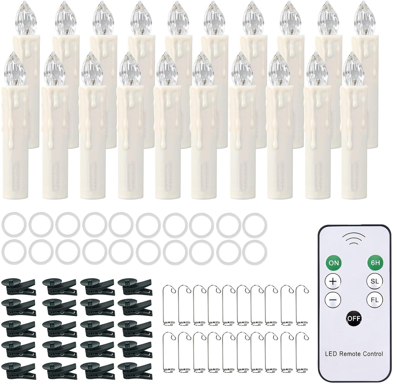 RaceGT Flameless Candles - 20Pcs Remote-Controlled LED Lights with Timer | Warm White Tapered Design for Holiday Decor