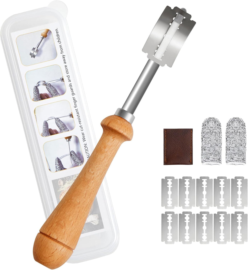 Regine Switzerland Bread Lame - Sourdough Scoring Tool with 10 Razor Blades & Protective Cover