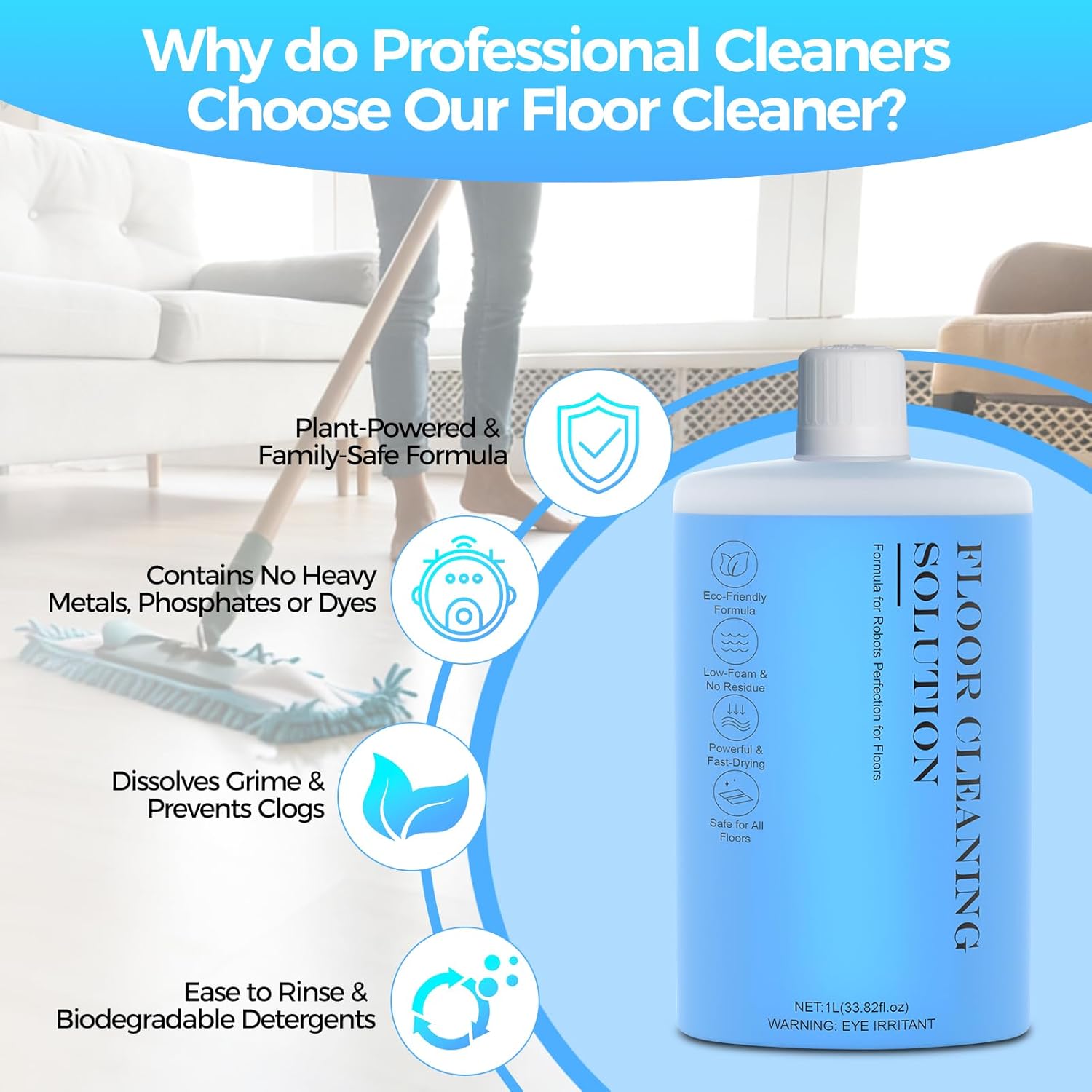 Skiennix Floor Cleaning Solution - Powerful Cleaner for Hardwood, Tile & Laminate | 1L (33.8 Fl. Oz)