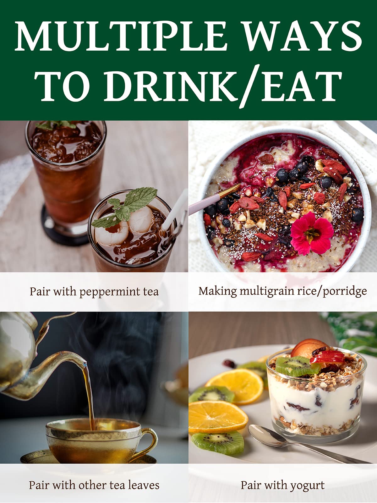 TeeLux Tartary Buckwheat Tea, Roasted Buckwheat Loose Leaf Tea, High Mountain Buckwheat Groats, Caffeine Free, Natural, 14oz/400g