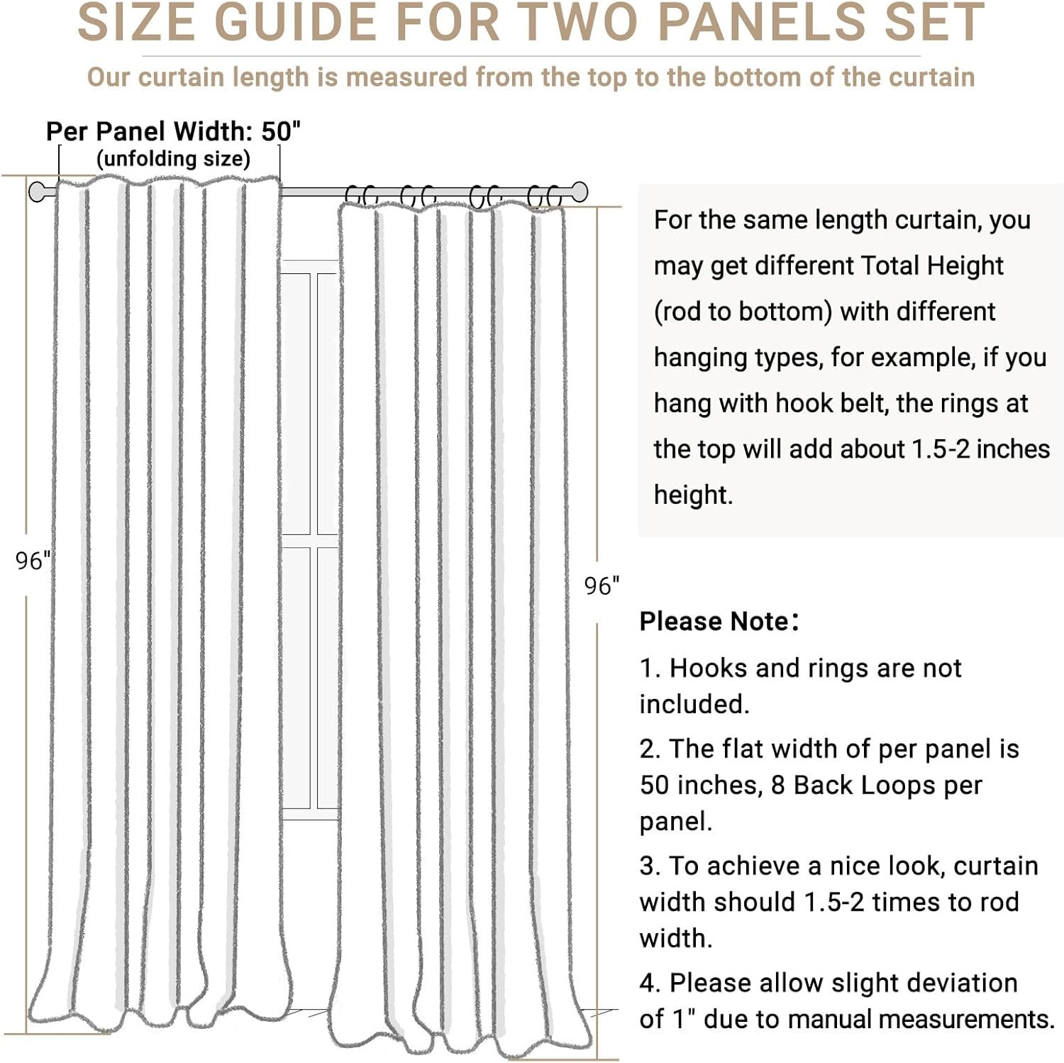 Skiennix 100% Blackout Linen Curtains - Thermal Insulated Drapes, 50" W x 96" L, Sage Green | 2 Panels Set