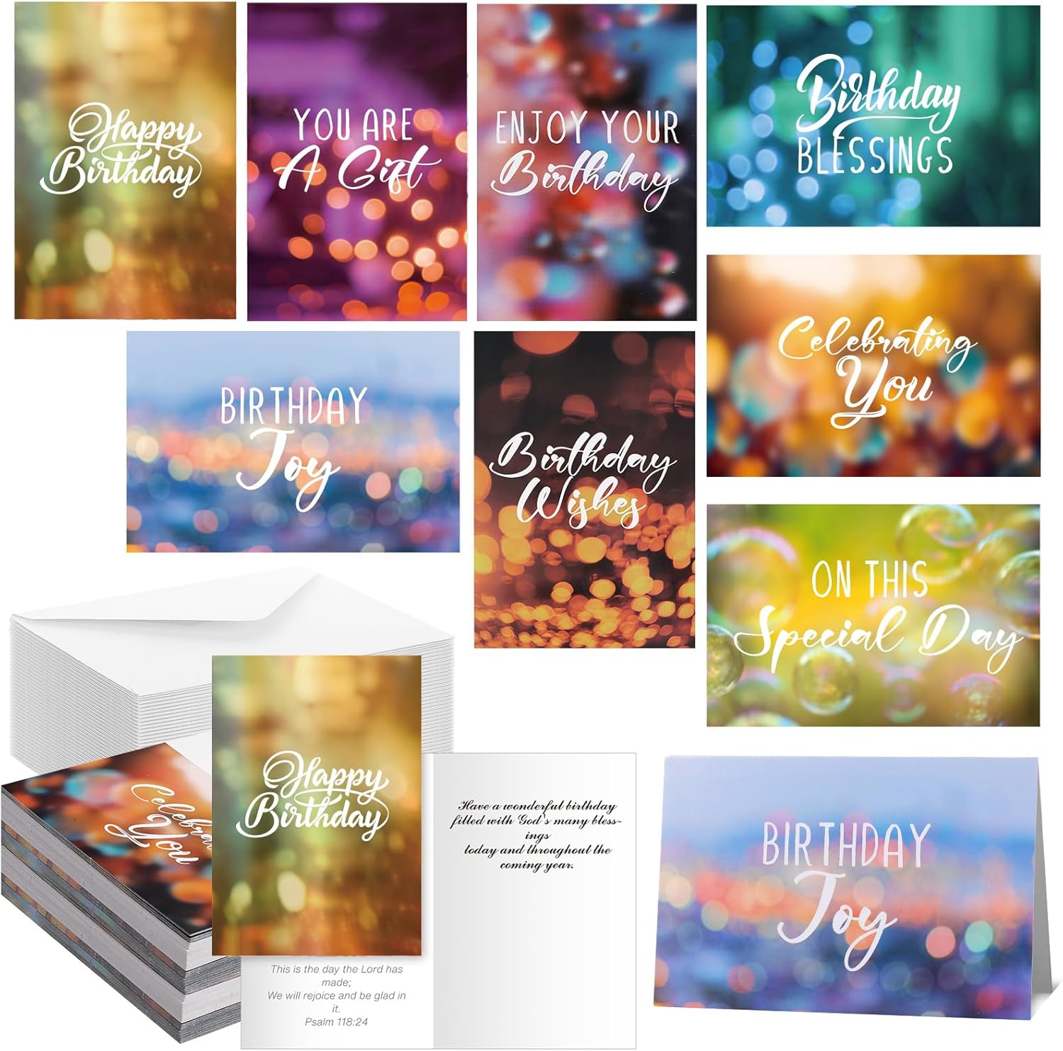 Zhanmai 80-Pack Christian Birthday Cards - Assorted Designs with Bible Verses | 4 x 6 Inch with Envelopes