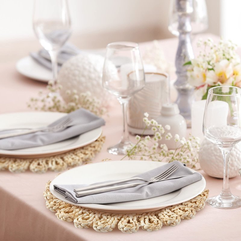 Zopeal 11'' Round Natural Woven Placemats Set of 16 Boho Braided Rattan Placemats Farmhouse Place Mats Wicker Charger Plates for Dining Table Home Wedding Indoor Outdoor(Hollow)