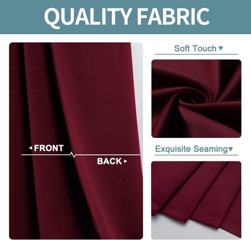ChrisDowa Blackout Curtains - Thermal Insulated Room Darkening Panels, Burgundy Red | 42W x 84L, 2-Piece Set