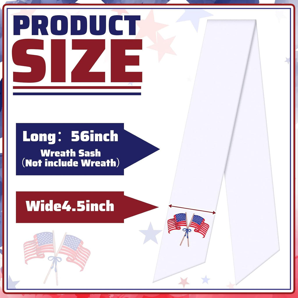 Skiennix Wreath Sash - Satin Blank Sash for Front Door Decor | Monogram & Embroidery, White