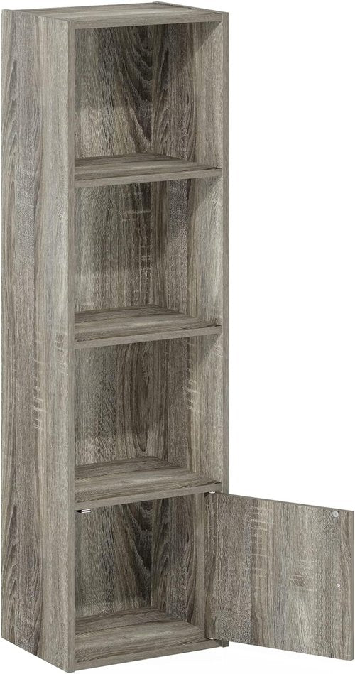 Furinno Luder Bookcase - Stylish Shelf with 1 Door Storage Cabinet | French Oak Finish
