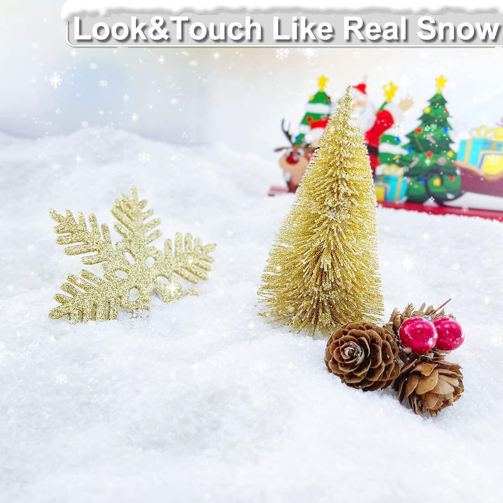 Skiennix Fake Snow Decoration - Instant Artificial Snow for Christmas Crafts | 10.6 Ounces Dry Plastic Snowflakes