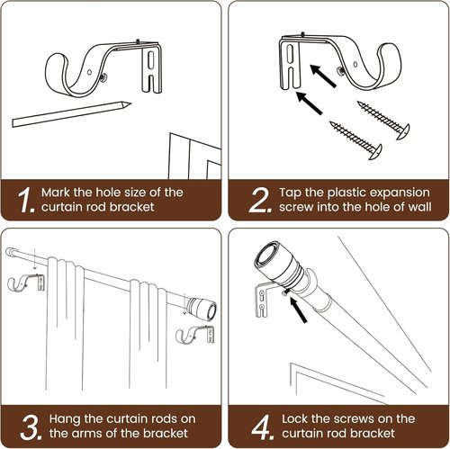 Hradecti Heavy Duty Matte Black Curtain Rod - Adjustable 30-60 Inch for Windows & Sliding Doors