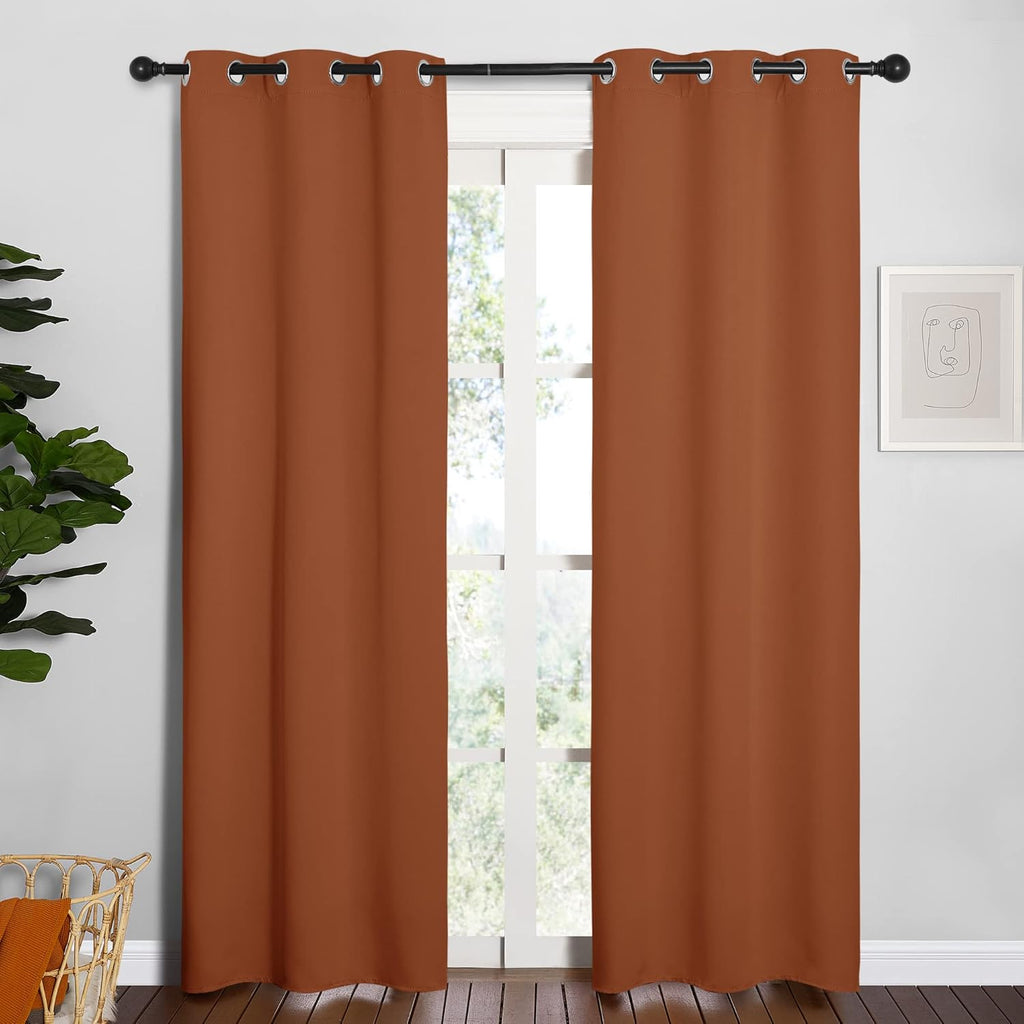 NICETOWN Blackout Curtains - Thermal Insulated Draperies for Girls Room | Burnt Orange, 34 x 84 Inches