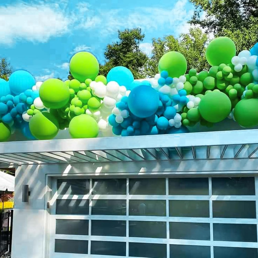 RUBFAC Green Balloons Garland Arch Kit - 138pcs Latex Balloons in Various Sizes for Birthday, Graduation, Baby Shower & Wedding Decor