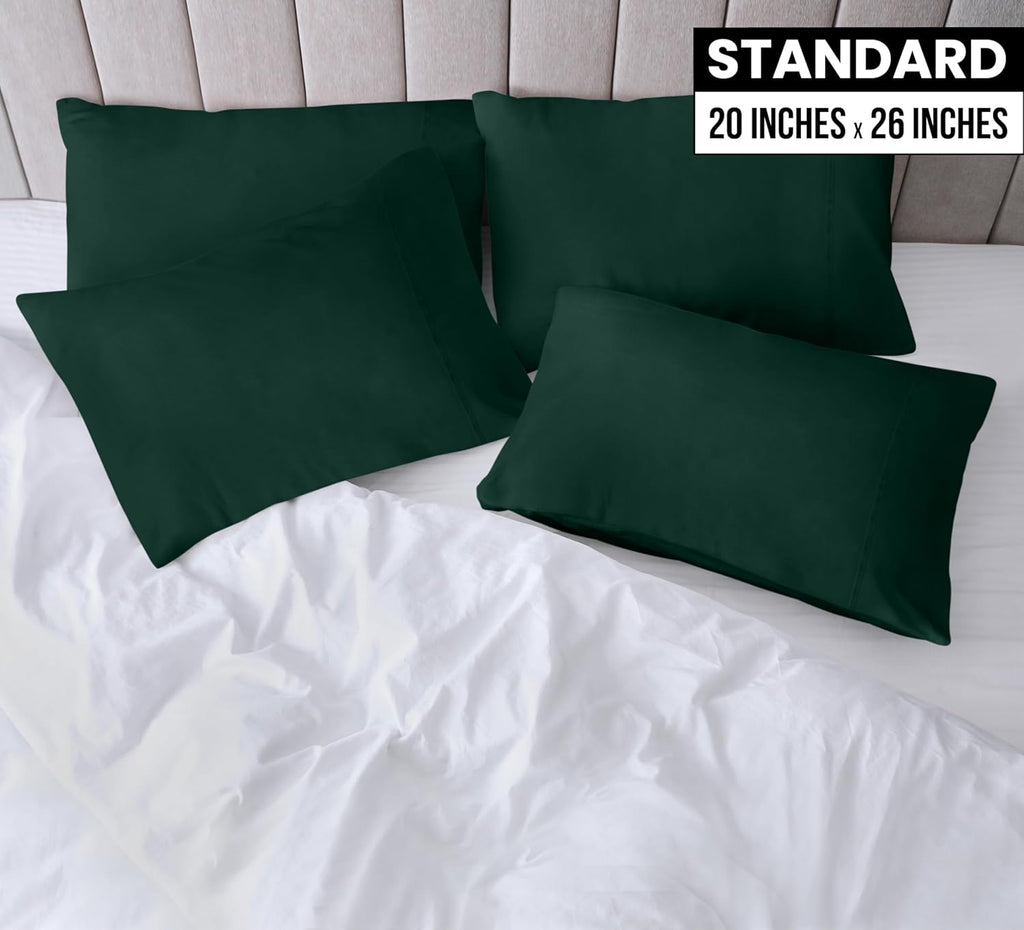 Utopia Bedding Standard Pillow Cases - Soft Brushed Microfiber - 4 Pack, Emerald | 20 x 26 Inches