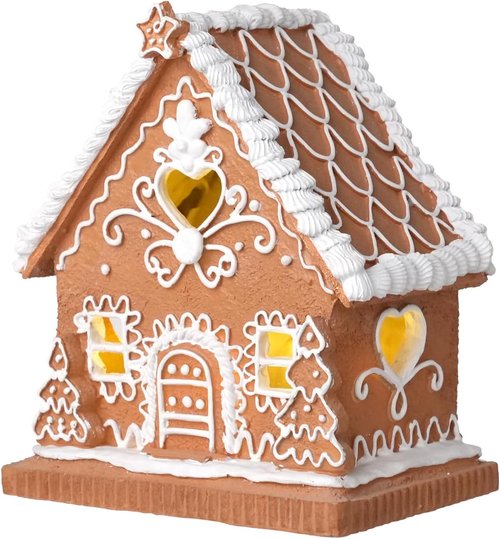 Gingerbread House | Light-Up Christmas Decor | Festive 8.5-Inch Gingerbread Village Decoration