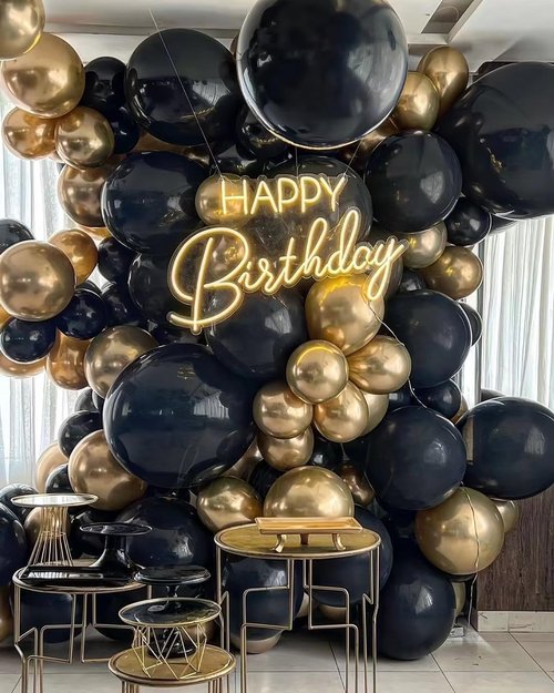 Black Balloons by [Brand Name] - 140-Piece Latex Party Balloon Set in 5-18 Inch Sizes for Birthdays & Holidays