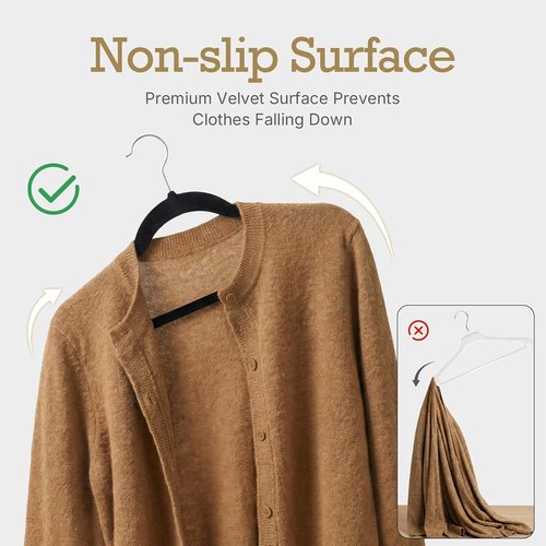 HOUSE DAY Black Velvet Hangers - Premium Non-Slip Felt Clothes Hangers | 360 Pack, Heavy Duty, Space Saving