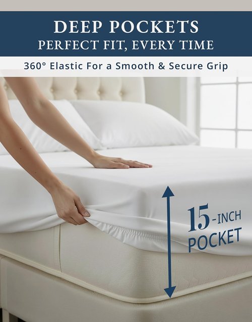 100% Egyptian Cotton King Size Sheets - Ultra-Soft & Breathable 4-Piece Set with Deep Pockets - White