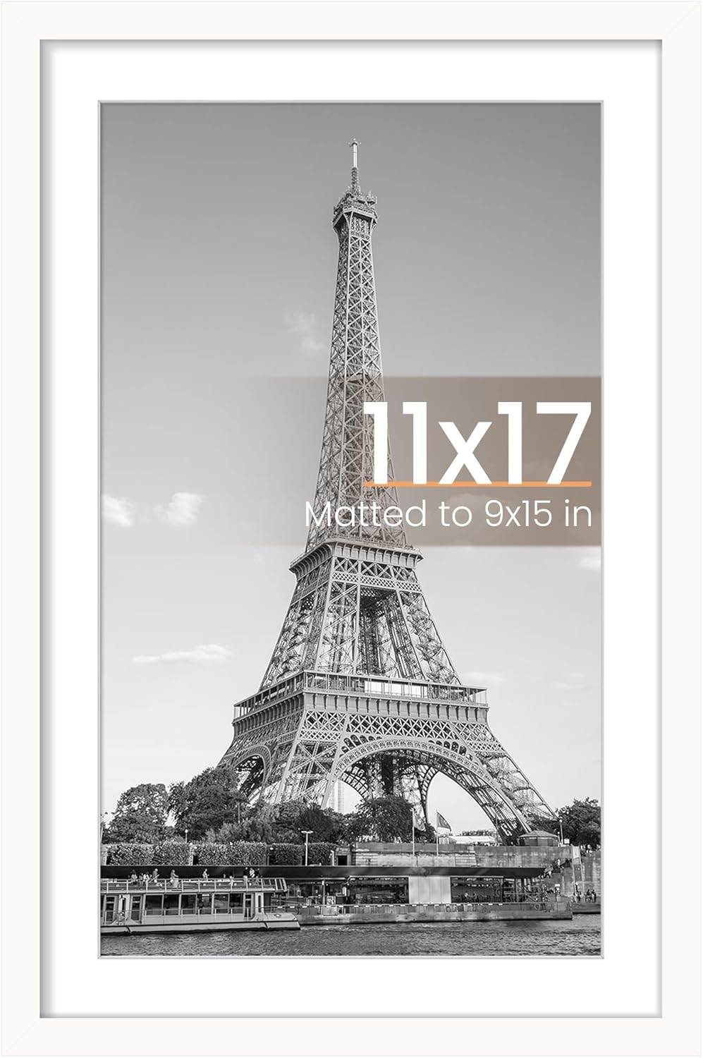 Upsimples 11x17 Picture Frame - Versatile Display for 9x15 or 11x17 Photos | White, 1 Pack