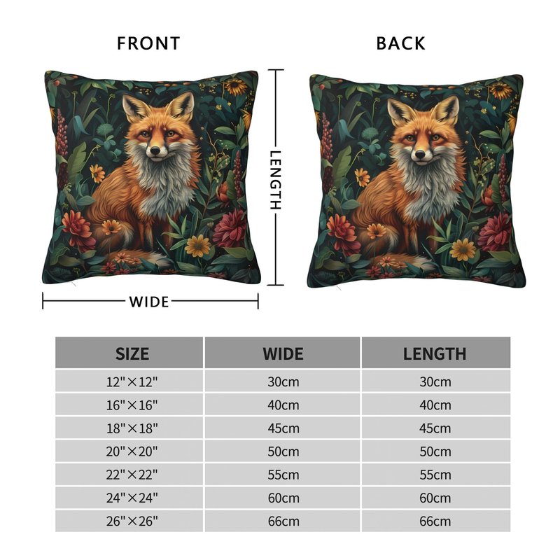 Ideeze William Morris Forest Animals Fox Throw Pillow Covers Soft Decorative Throw Pillowcases Cushion Case Square for Home Decor Bed Couch Car Living Room 18x18 Inch