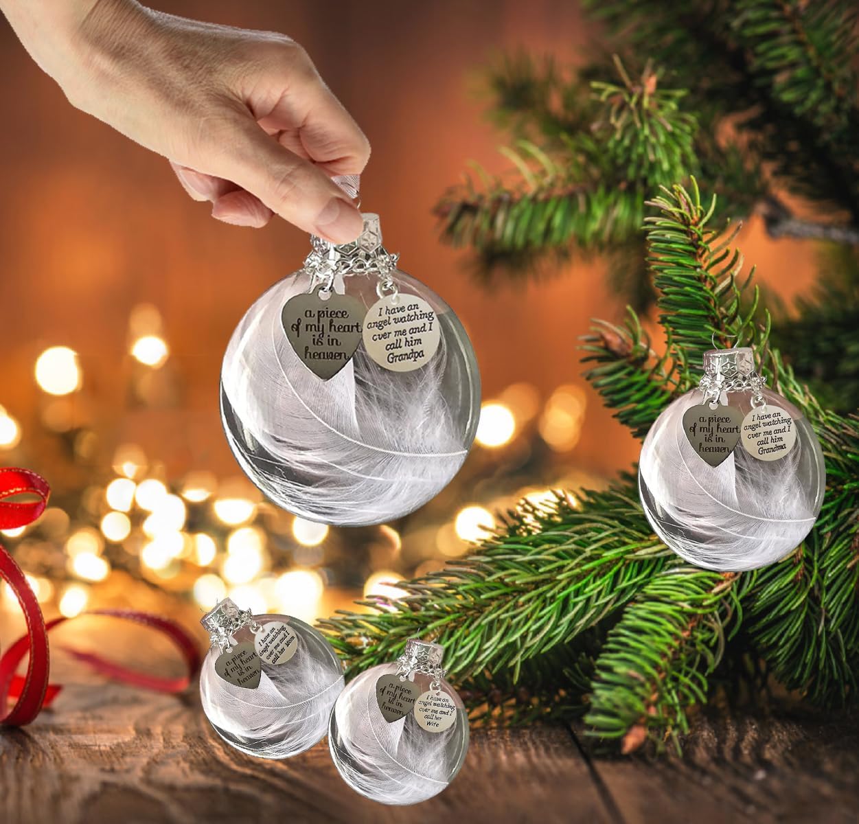 Regine Switzerland Dad Memorial Ornament - Clear Feather Ball Sympathy Gift for Loss of Loved One