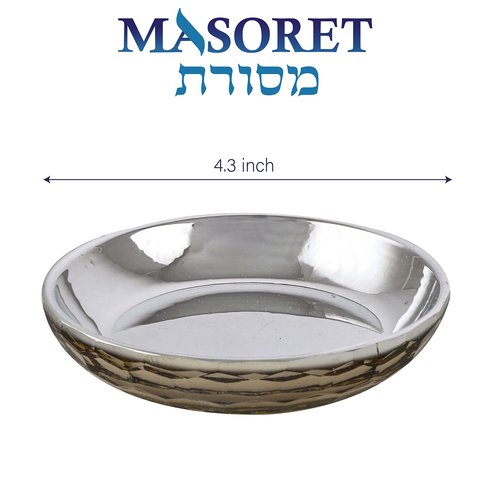 MASORET Crystal Kiddush Cup 6.4 inch Golden Bore Pri Hagefen including a Tray