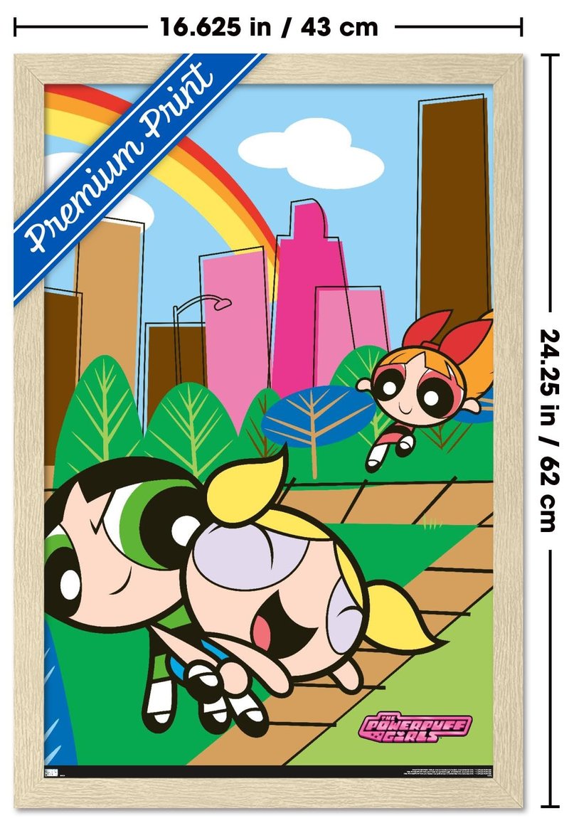 Trends International The Powerpuff Girls - Group Park Wall Poster, 22.4L x 14.7W, Blonde Framed Version