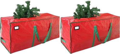 Cosy Family Christmas Tree Storage Bag - Durable Extra Large Heavy Duty Design with Reinforced Handles - Red (Pack of 2)