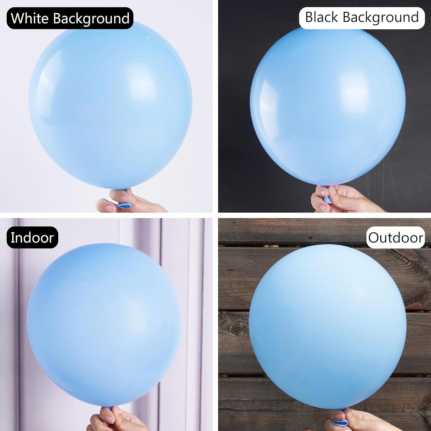 PartyWoo White & Light Blue Balloons - 100 Pcs Each, 12 Inch Size for Celebrations