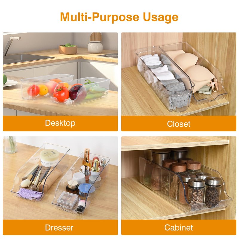 OTraki 6 Pack Fridge Organizer Storage Bins Drink Organizer for Fridge include Soda Can Dispenser Egg Holder Storage Bin with Handle Soda Organizer for Refrigerator Kitchen Countertop BPA Free