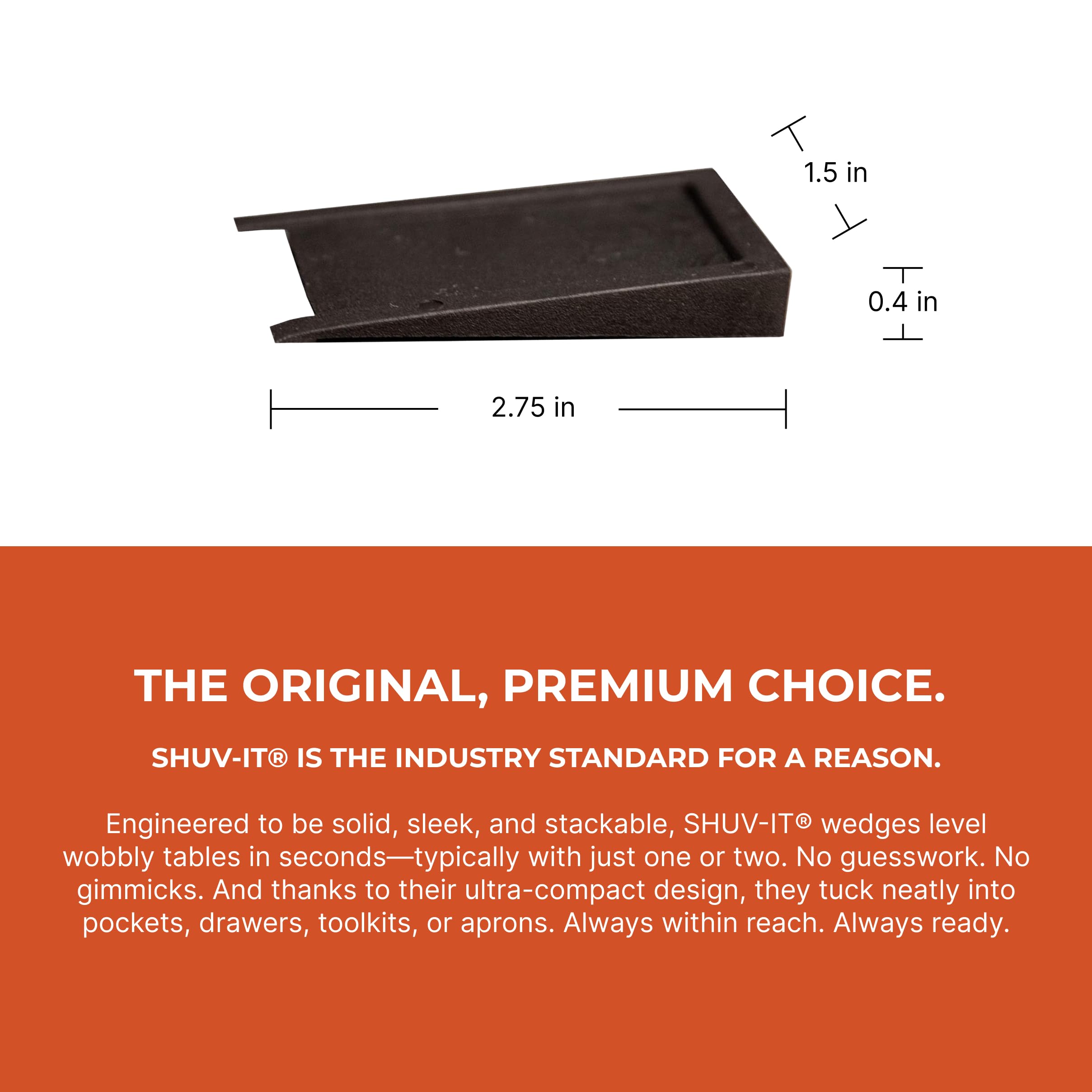 Shuv-It™ Flexible Plastic Shims (Black 100 Pack) - Leveling Shims for Restaurant and Bar Tables, Home Furniture, Wobbly Uneven Tables. - Made in USA Durable Leveling Wedge Shim for Appliances