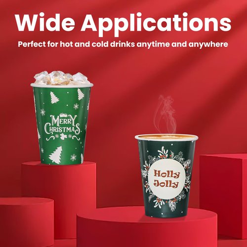 SUREPHON Christmas Disposable Coffee Cups with Lids, 60 Pack 12 Oz To Go Coffee Cups,6 Designs Christmas Coffee Drinking Paper Cups for Hot Chocolate, Hot Cocoa, Xmas Dinner Party
