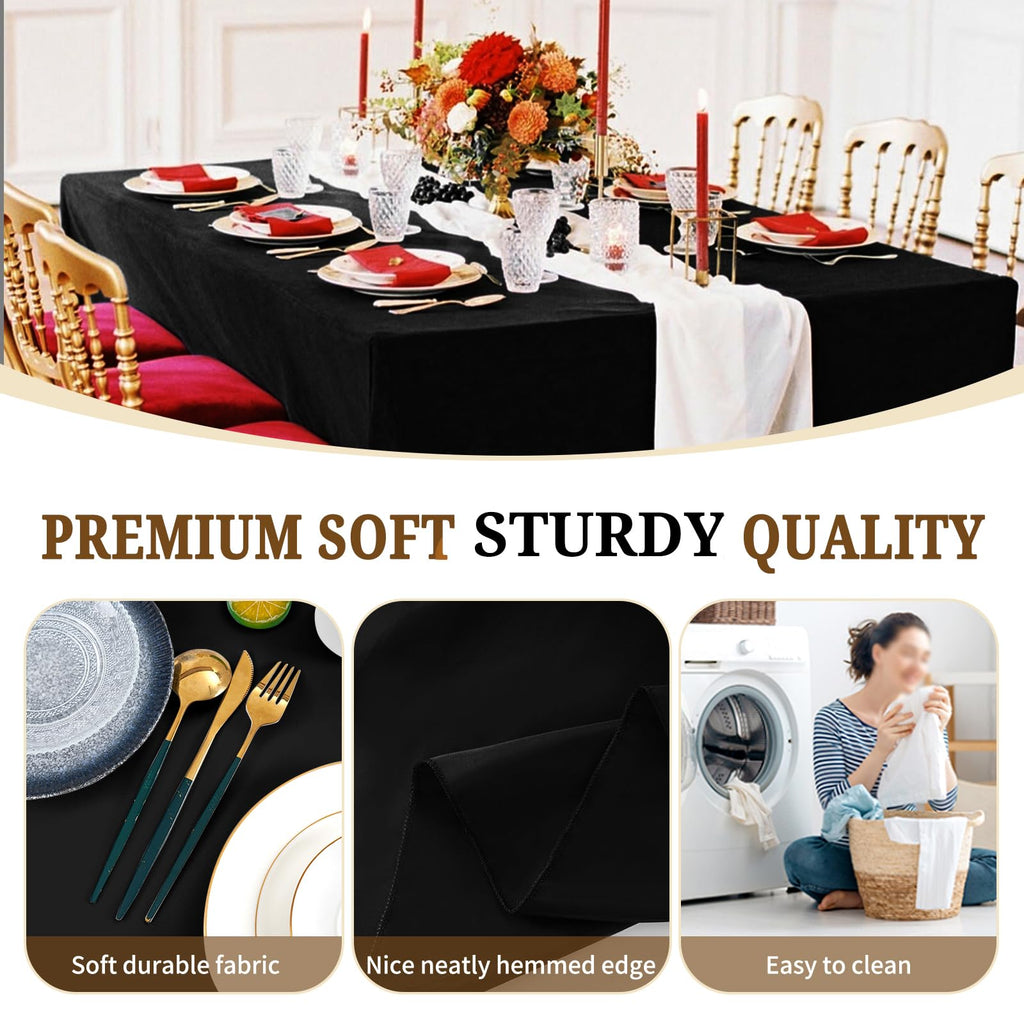 Pesonlook 12 Packs Square Tablecloth, 52×52 Inch Polyester Washable Square Polyester Table Cover for Tables/Buffet/Wedding/Party/Restaurant(Black)