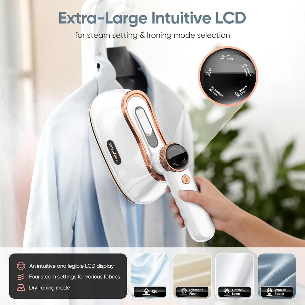 Skiennix 2-in-1 Clothes Steamer & Iron - 1200W Travel Steam Iron with 5 Modes & 180ml Capacity, White