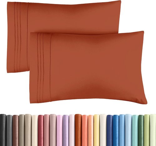 King Standard Pillow Cases - Soft Hotel Quality, Fade-Free & Wrinkle Resistant - 2 Piece Set in Terracotta
