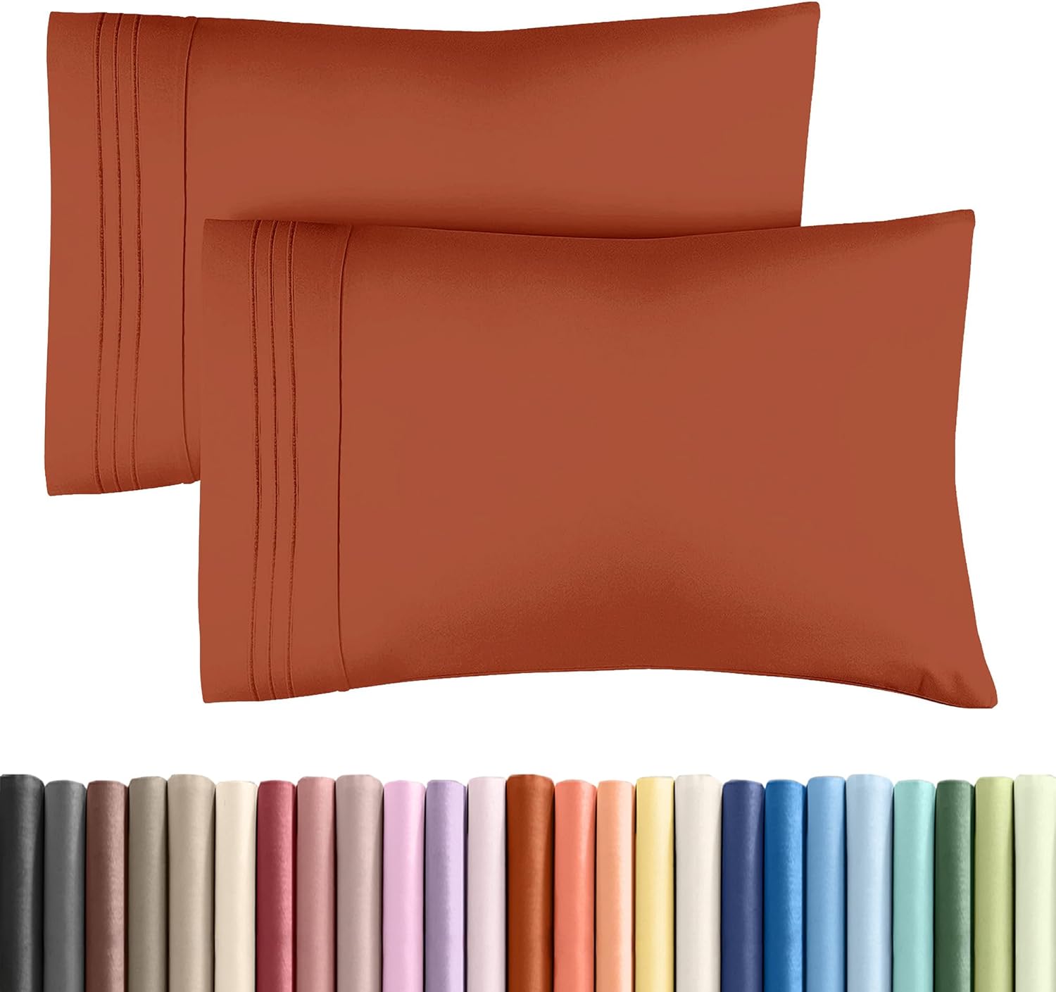 Skiennix King Pillow Cases Set of 2 - Ultra Soft Hotel Quality - Wrinkle Free & Fade Resistant - Terracotta