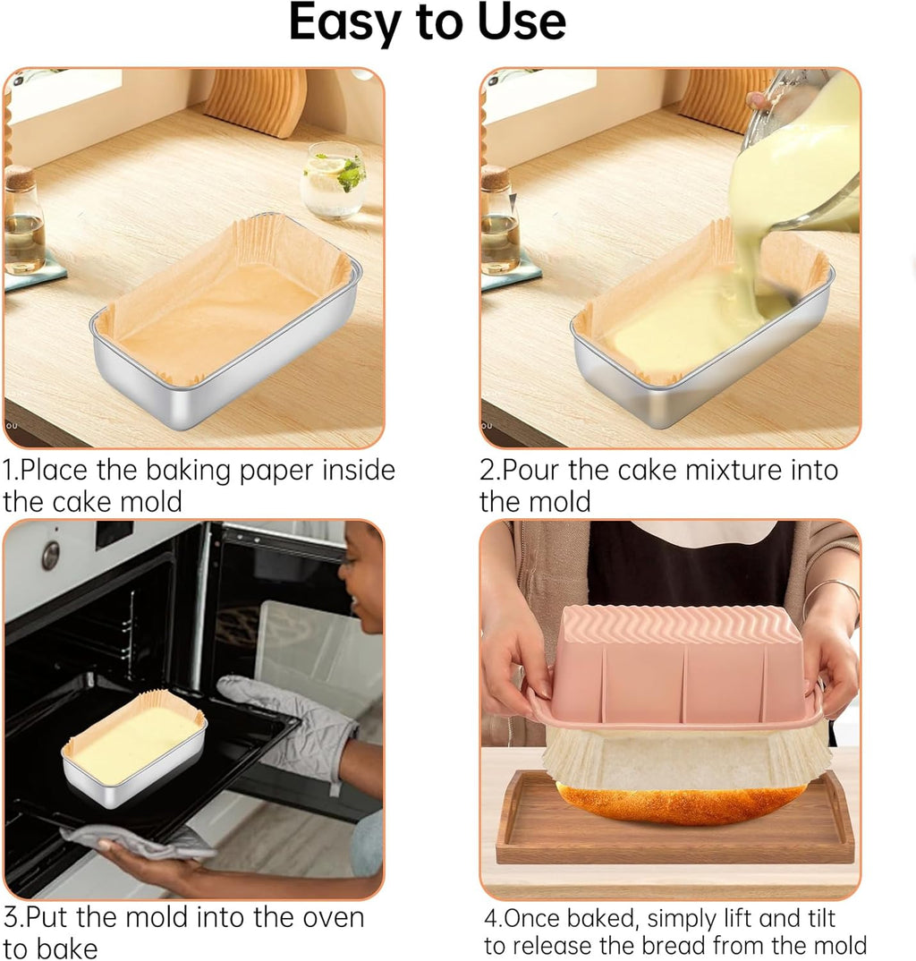 Skiennix 100 Pcs Loaf Pan Liners - Non-Stick Pre-Formed Parchment Paper for 9x5 Inch Bread Pans