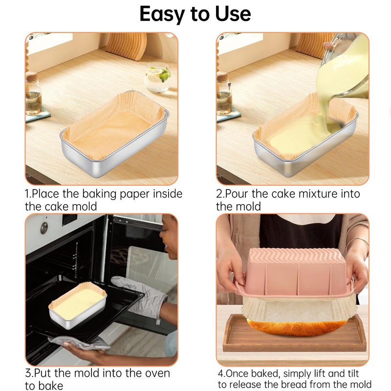 100 Pcs Loaf Pan Liners for Baking Bread 9x5 Inch, Non-Stick Pre Formed Parchment Paper for Bread Pan, Ideal Disposable Loaf Breads Liners for Baking Toast, Cakes, Banana Breads, Brown